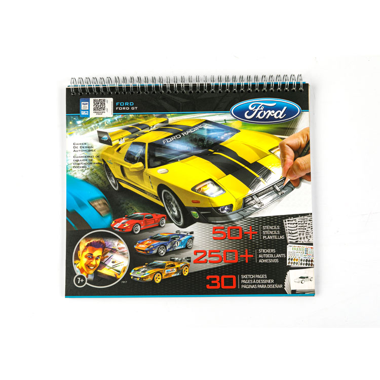 كتاب Sketch Book-Top Spiral Book Yellow Racing Car